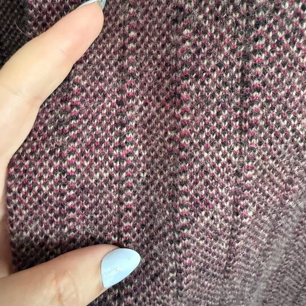 ECOLA | Burgundy Melange 100% Wool Patridge Eye Knitted Scarf Made in Portugal